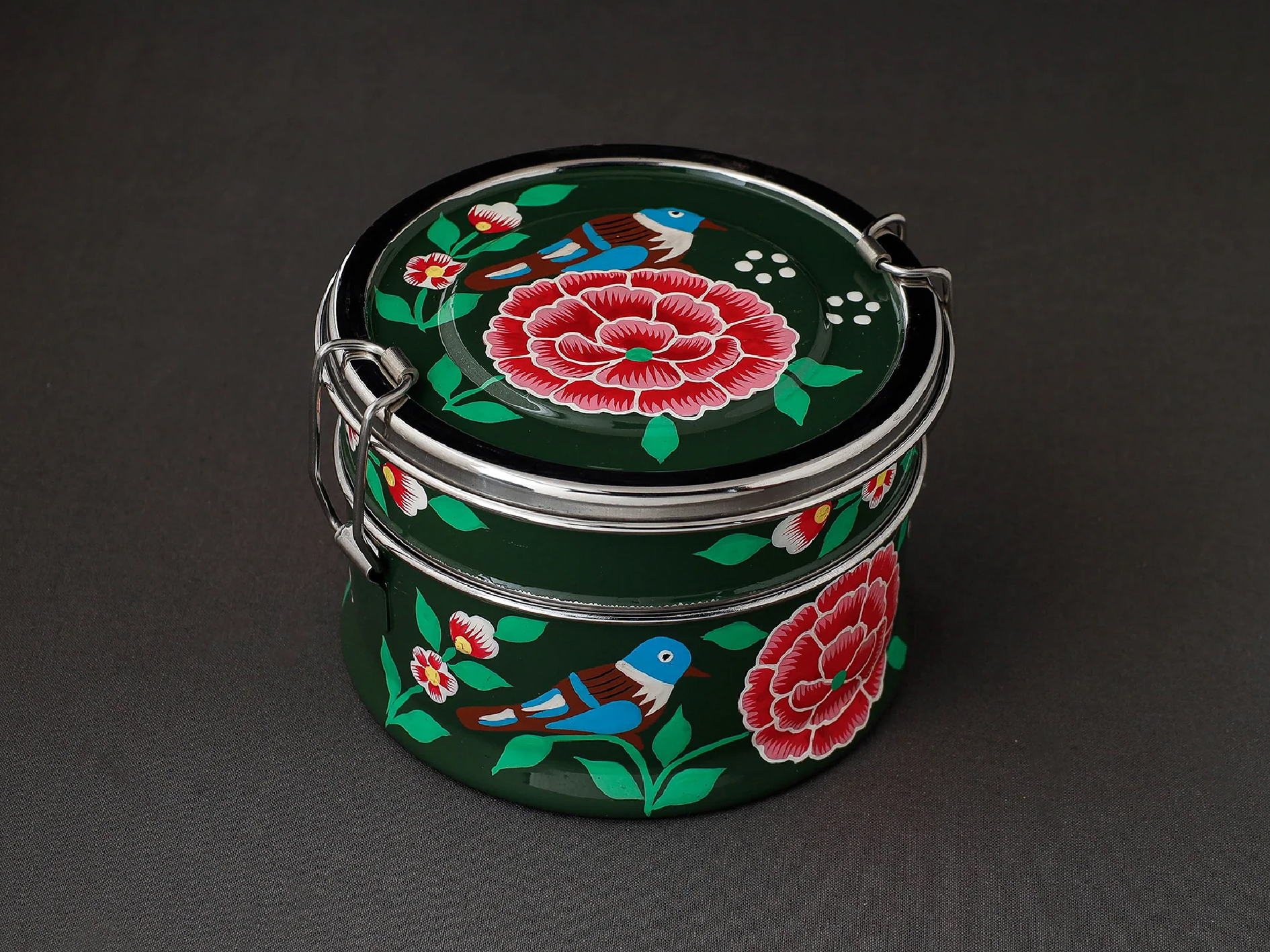 HAND PAINTED ENAMELWARE LUNCH BOX A29