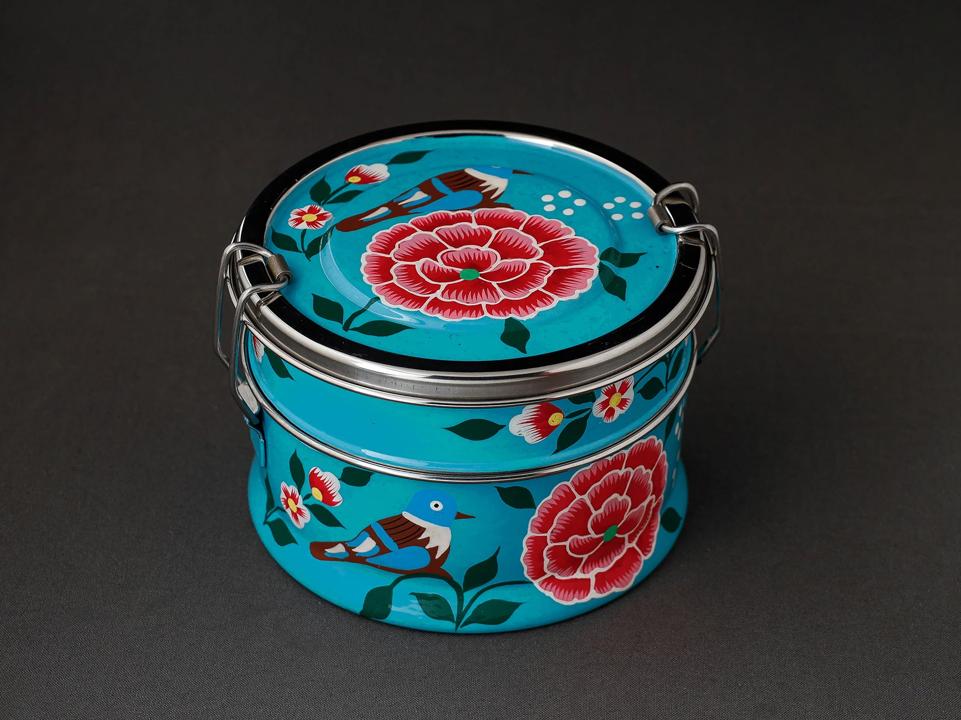 HAND PAINTED ENAMELWARE LUNCH BOX A30