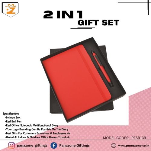 Red Elastic Pen Diary 2 In 1 Gift Set PZSR139