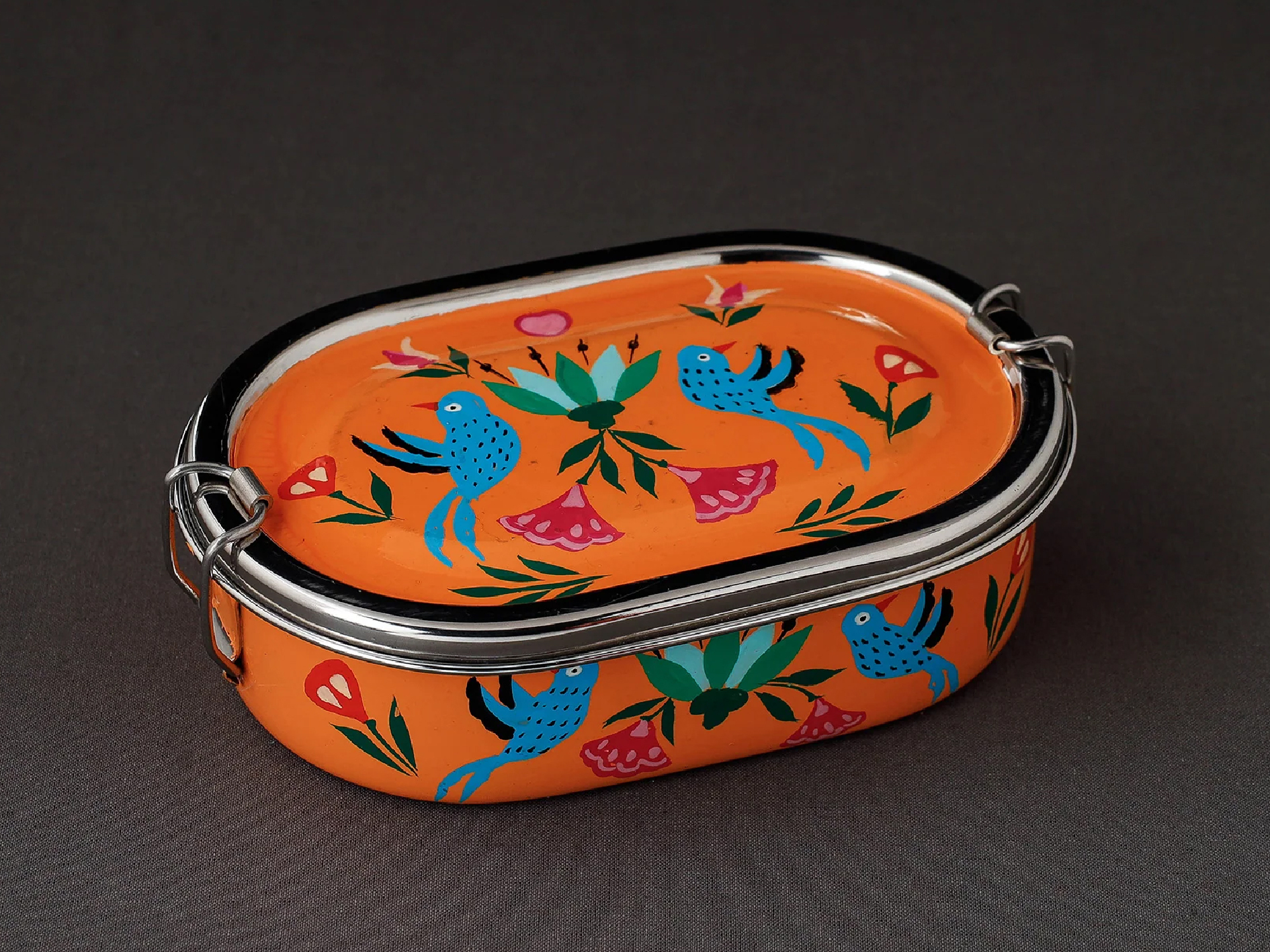 HAND PAINTED ENAMELWARE LUNCH BOX A42