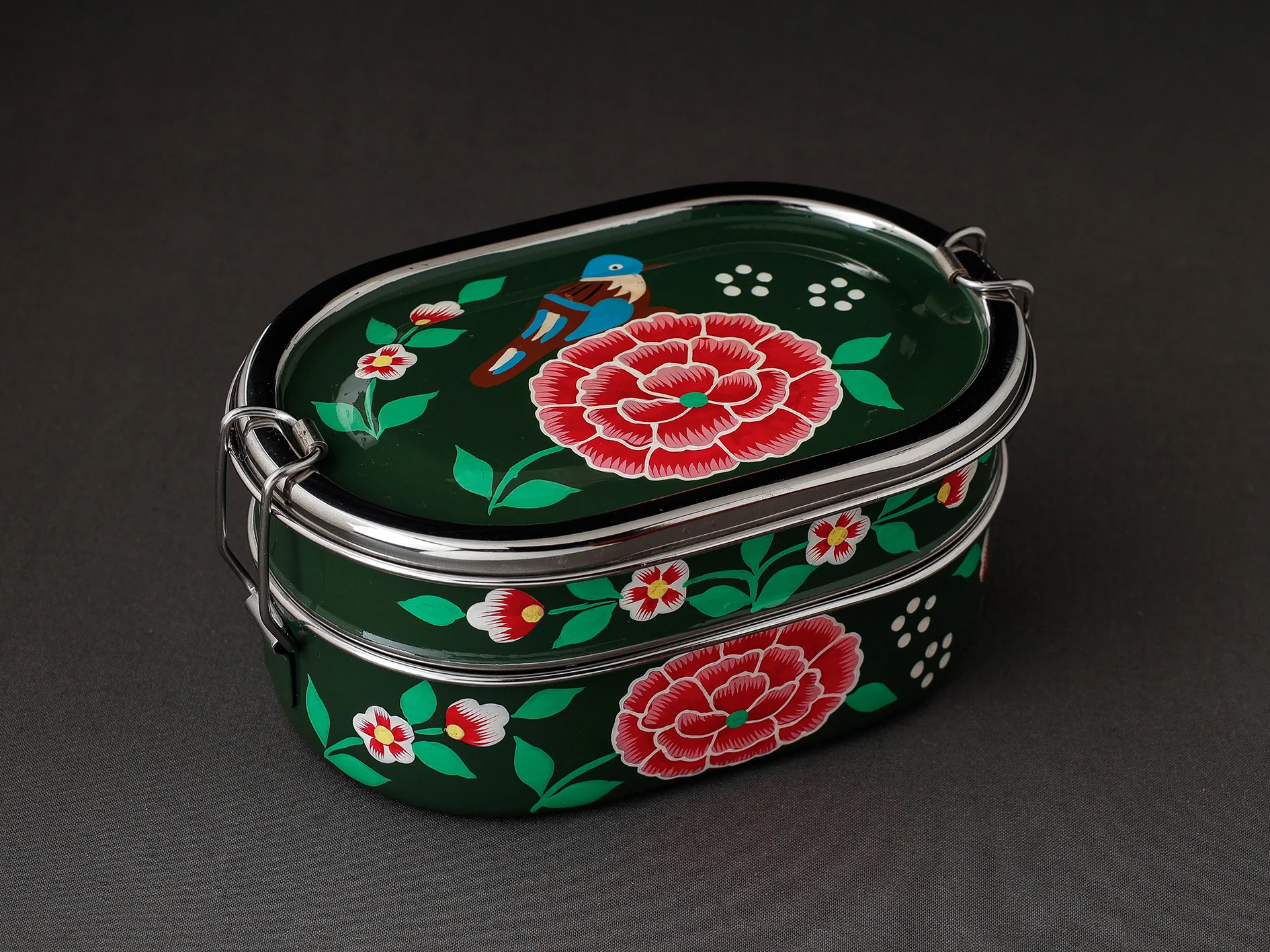 HAND PAINTED ENAMELWARE LUNCH BOX A42