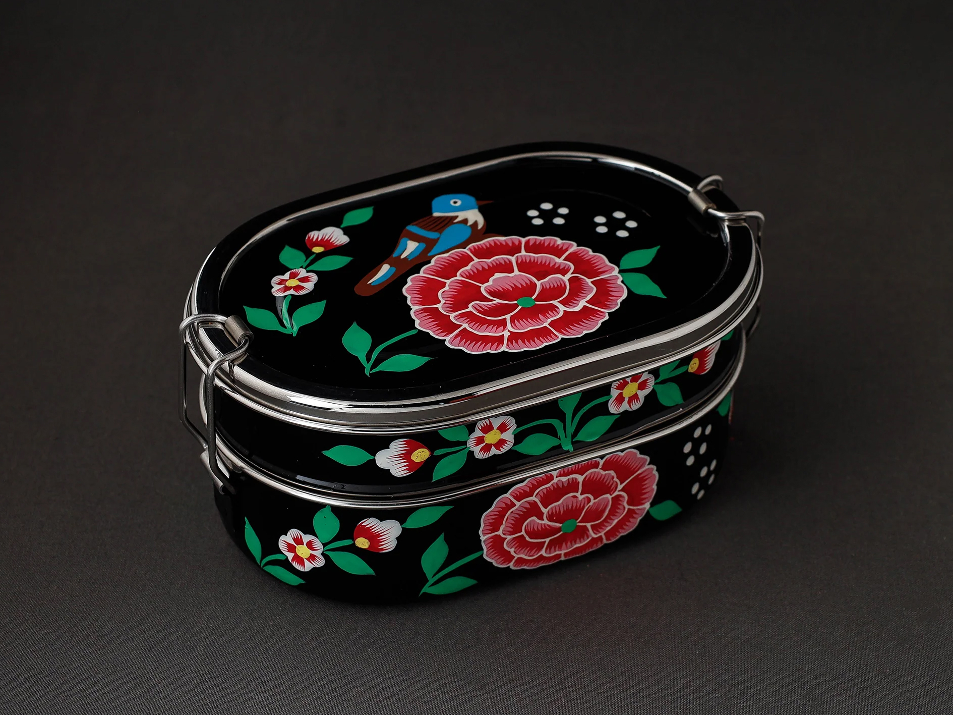 HAND PAINTED ENAMELWARE LUNCH BOX A44