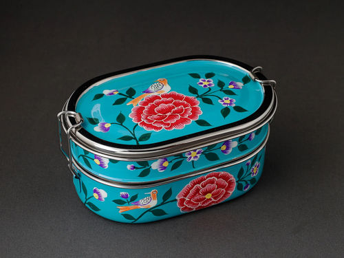 HAND PAINTED ENAMELWARE LUNCH BOX A47