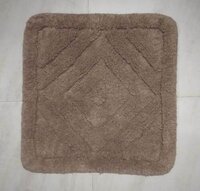 Diamond Design Hotel Bath Rug - Cotton, 55x55 Cm, Brown, 2000 Gsm, Hand Tufted, Anti Slip, Washable, Water Absorbent, Square Round Corner Design