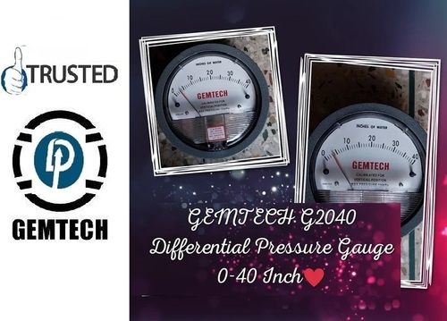 Series G2040 GEMTECH Differential Pressure Gauge 0-40 Inch by Bhiwadi Industrial Area