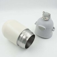 WATER BOTTLE 500ML WITH DORI AND HOOK EASY TO CARRY AND  STRAW CARTOON VACUUM FLASK THERMAL STAINLESS STEEL PORTABLE SEALED BEAR WATER BOTTLE