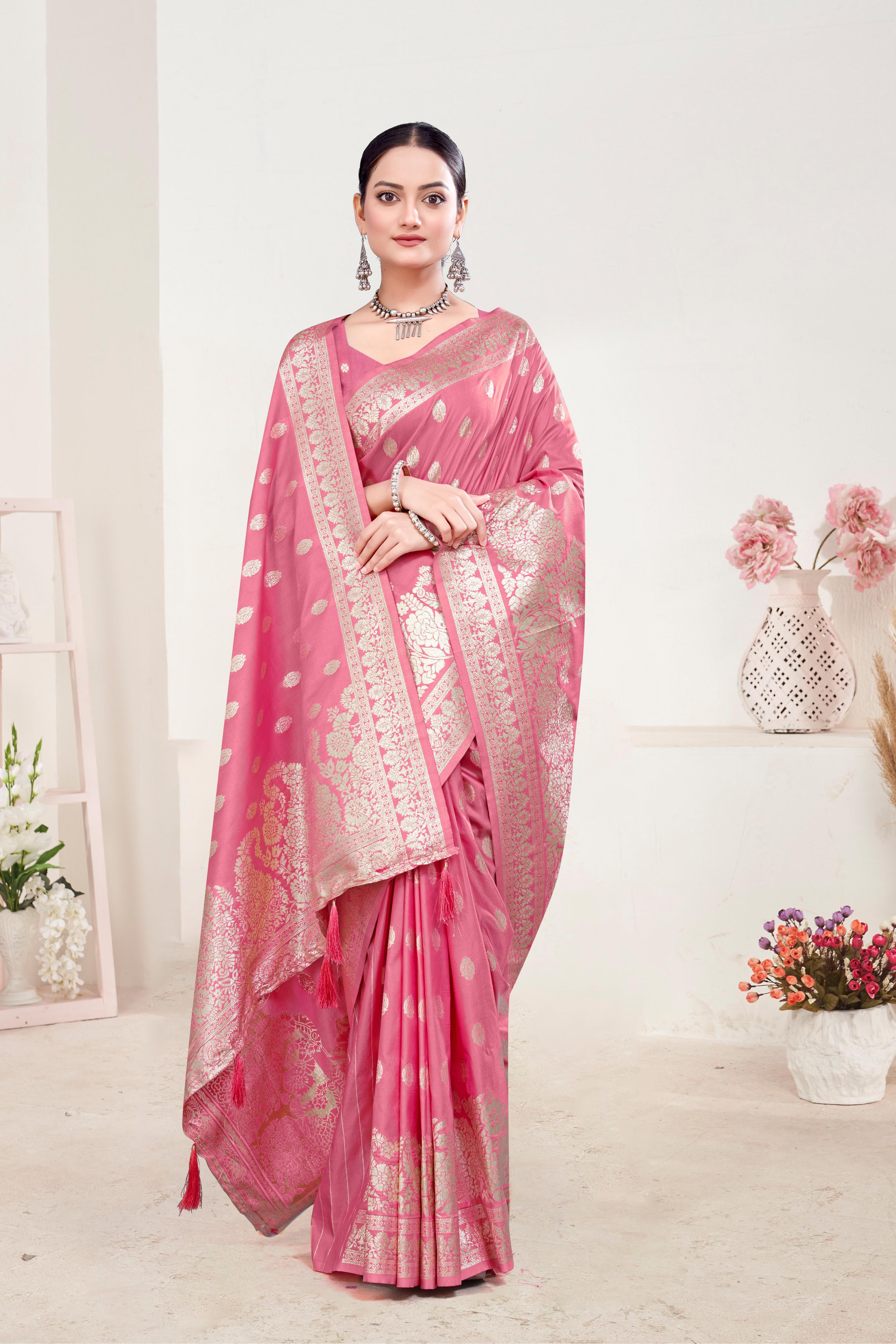 Pastel Color Silk Saree For Women-25253