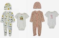 Lcw Baby 3 Pc Sets Sleepsuit Bodysuit And Hat - Cotton, Sizes 0-1m, 1-3m, 3-6m, 6-9m, Multi Color, Knitted Pattern | Breathable, Unisex, Spring Suitable