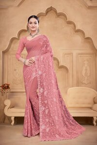 Jarkan Work Fancy Georgette Saree For Reception Function-16858