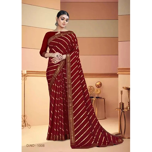 Black Cotton Silk Striped sari with Unstiched Blouse