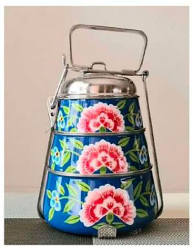 HAND PAINTED ENAMELWARE LUNCH BOX A52