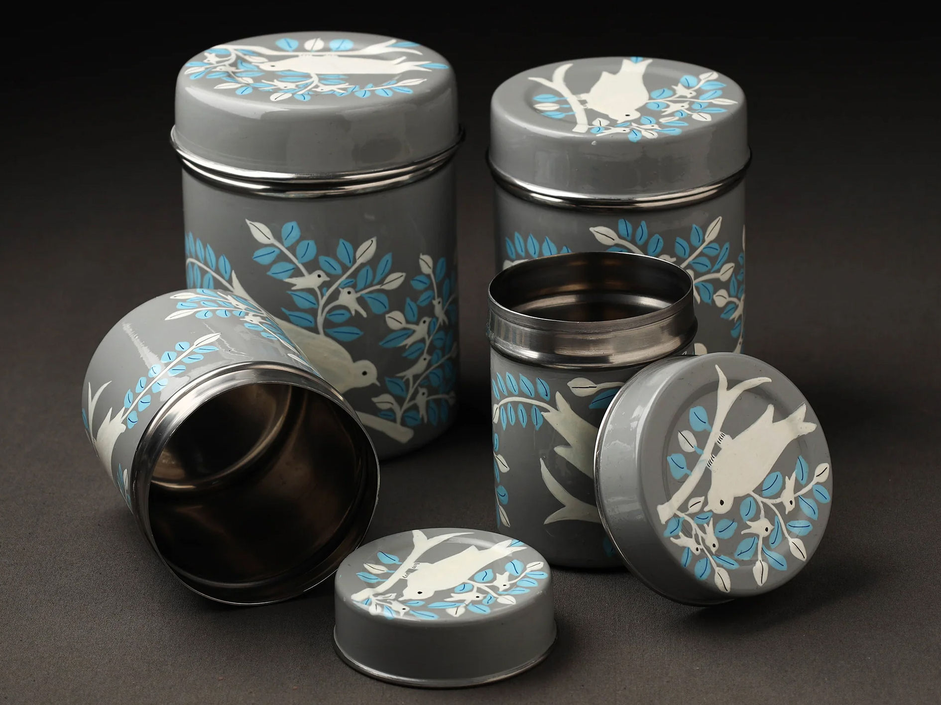 HAND PAINTED ENAMELWARE STORAGE BOX A55