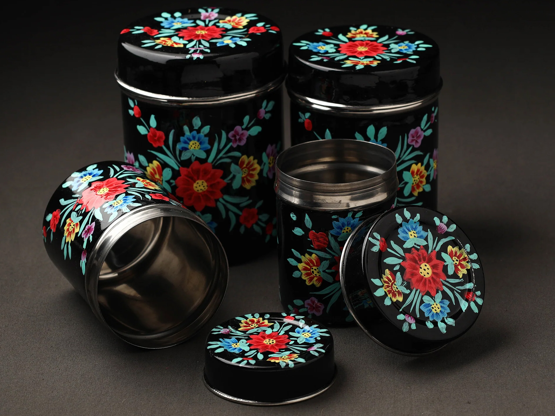 HAND PAINTED ENAMELWARE STORAGE BOX A55