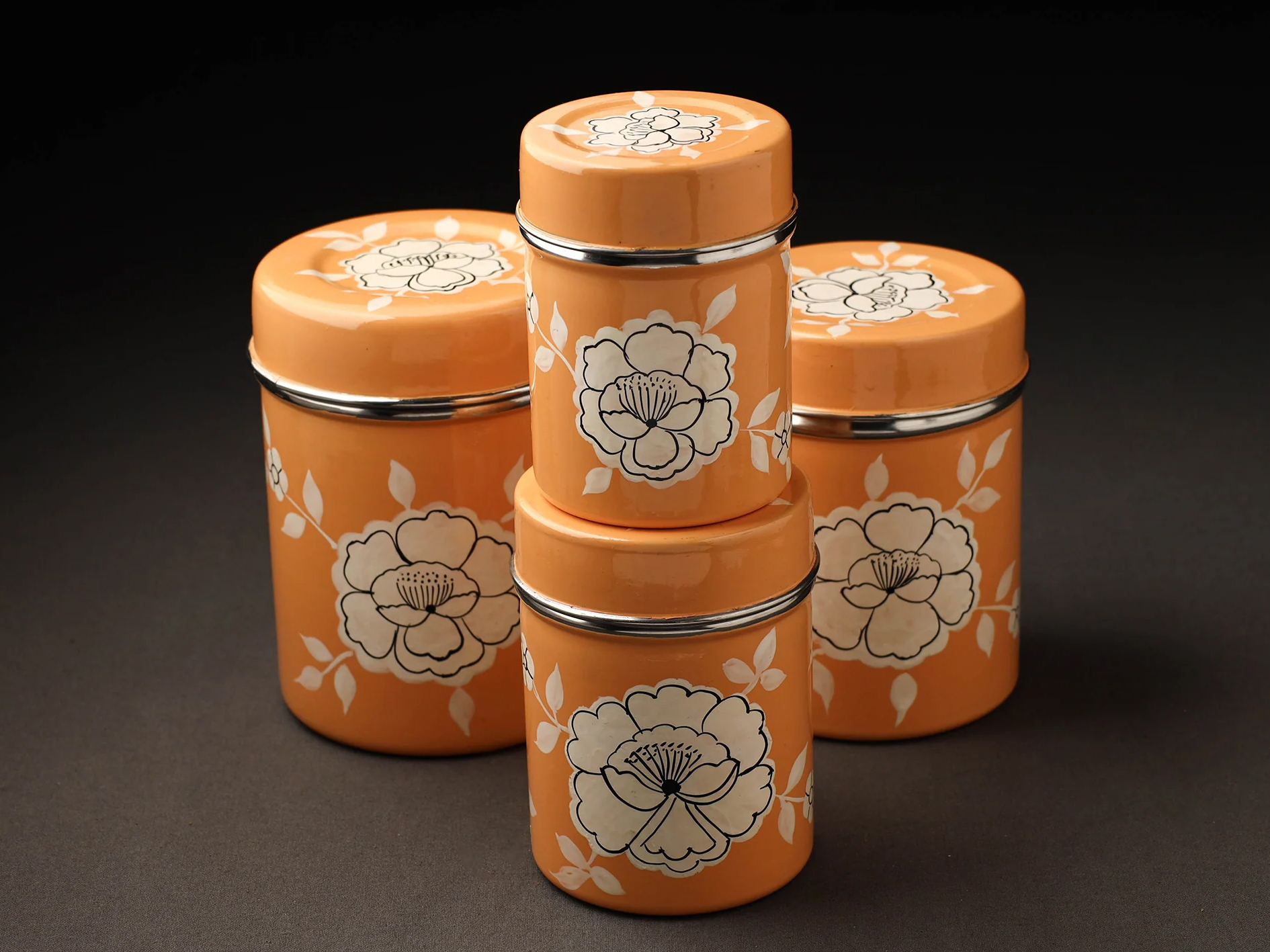 HAND PAINTED ENAMELWARE STORAGE BOX A55