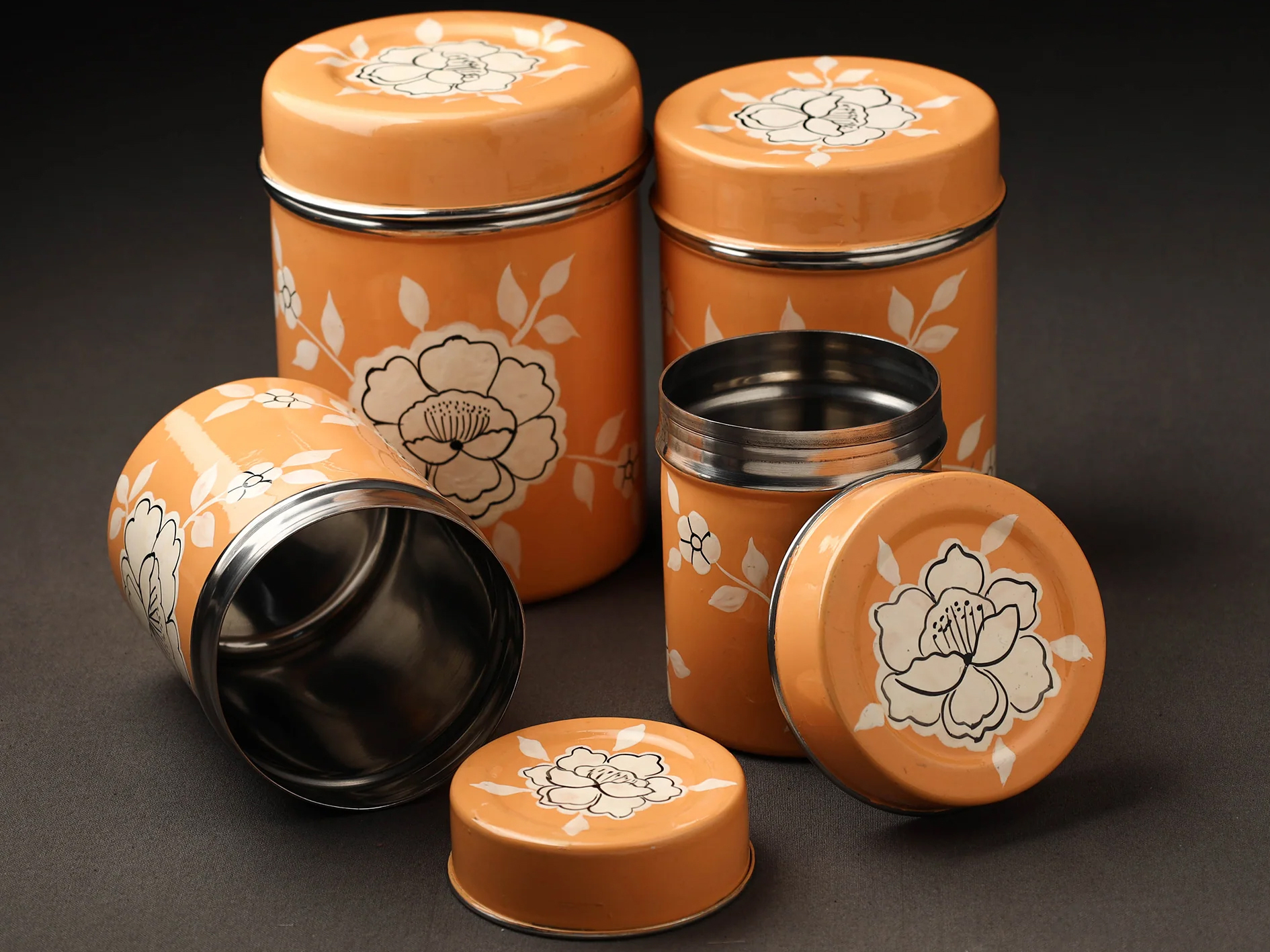 HAND PAINTED ENAMELWARE STORAGE BOX A56