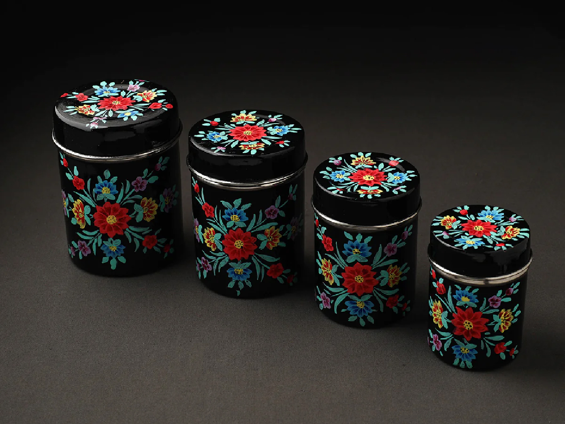 HAND PAINTED ENAMELWARE STORAGE BOX A56