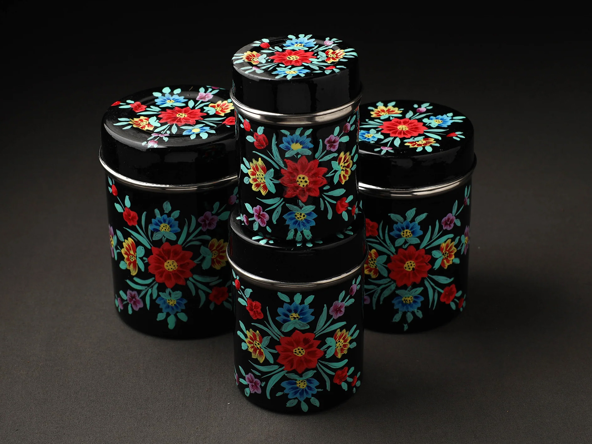 HAND PAINTED ENAMELWARE STORAGE BOX A56