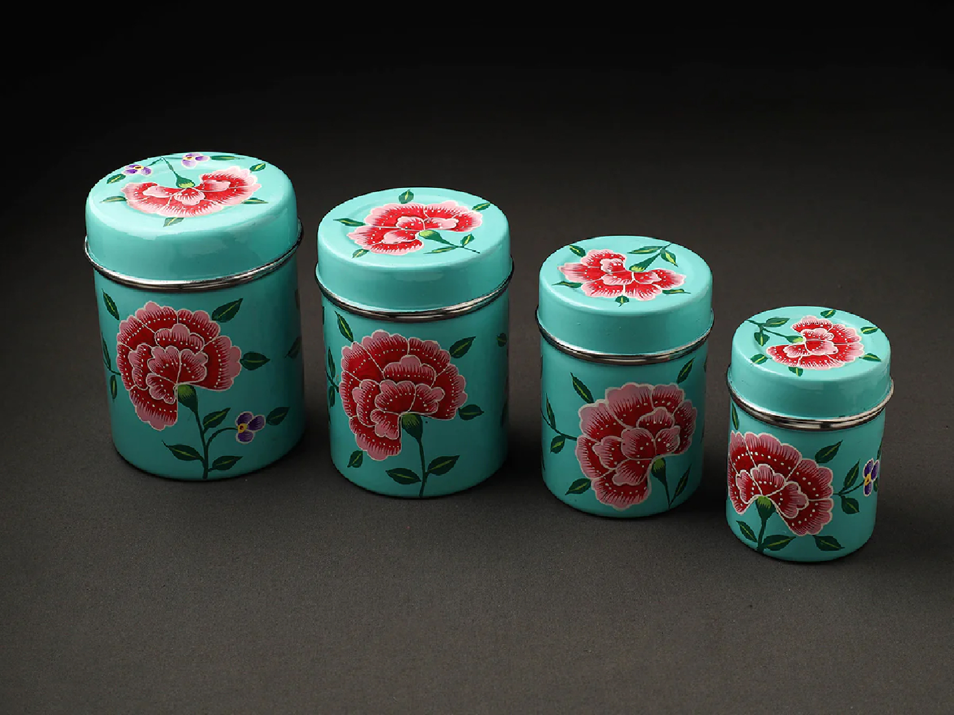 HAND PAINTED ENAMELWARE STORAGE BOX A57