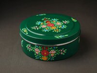 Green Hand Painted Enamelware Storage Box A61