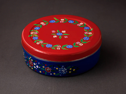 HAND PAINTED ENAMELWARE STORAGE BOX A63