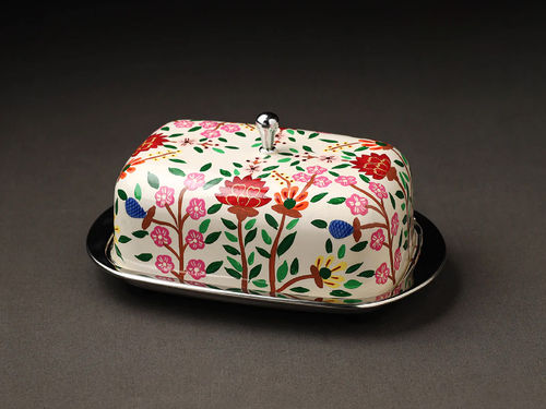 HAND PAINTED ENAMELWARE BUTTER DISH A88