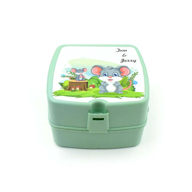 DOUBLE LAYER SQUARE LUNCH BOX WITH SPOON