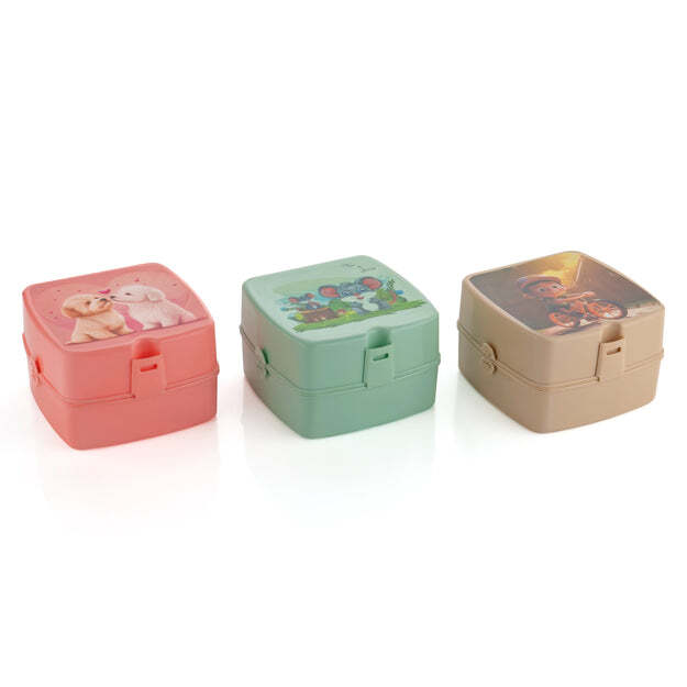 DOUBLE LAYER SQUARE LUNCH BOX WITH SPOON