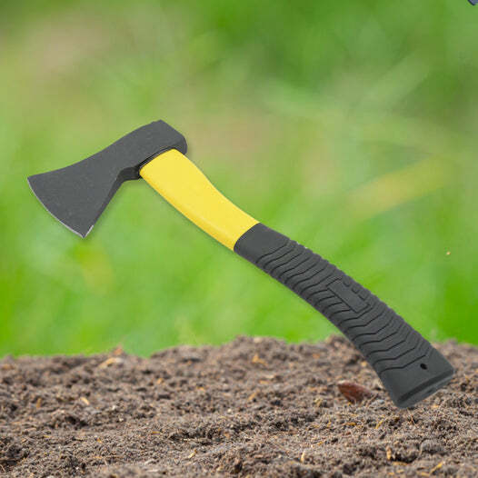 GARDENING TOOLS HATCHET AXE FIBERGLASS BODY RUBBERIZED HANDLE WOOD CUTTING AXE