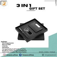Black Keychain Cardholder Pen 3 In 1 Gift Set PZSR125