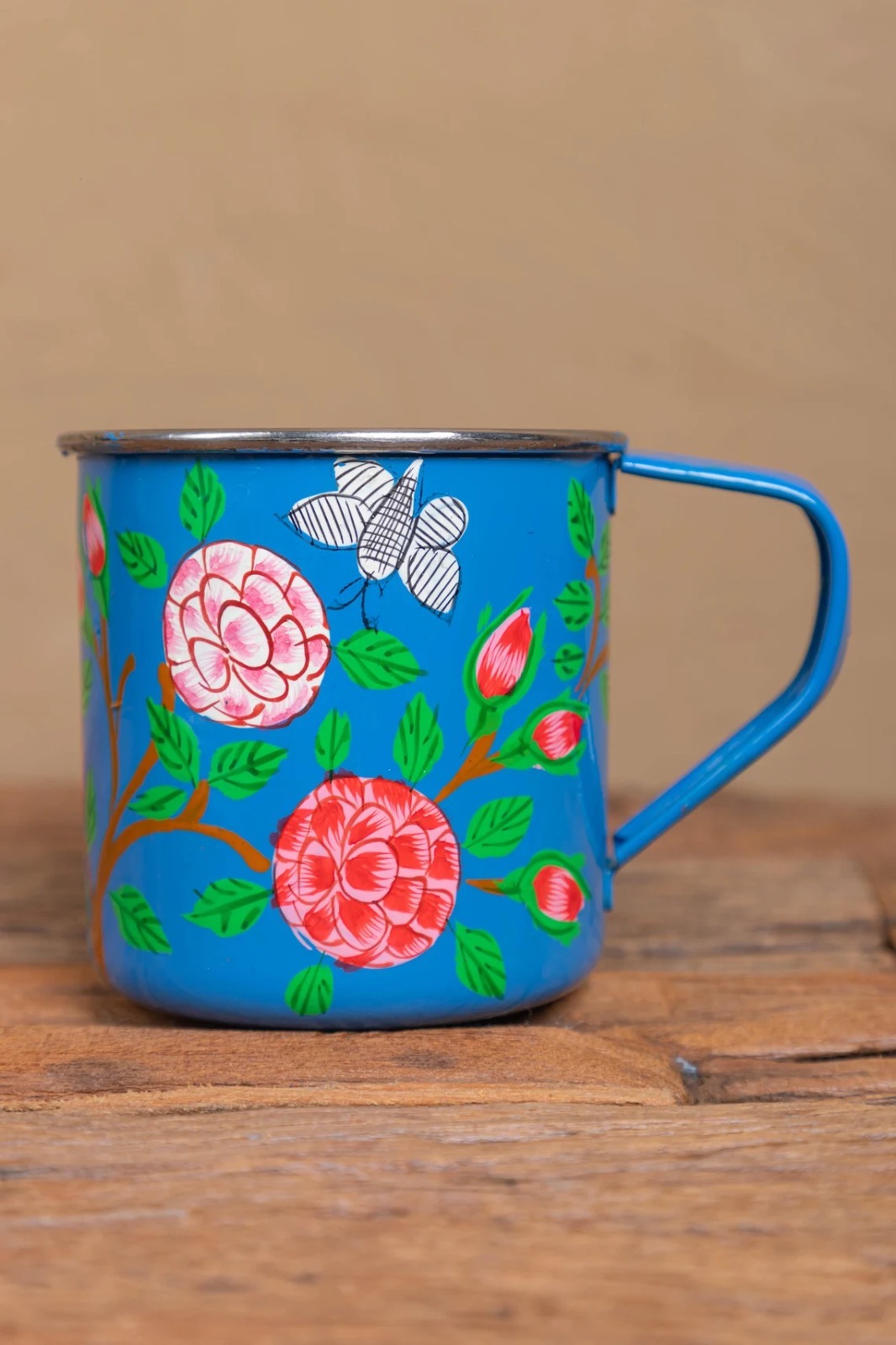 STEEL HAND PAINTED ENAMELWARE MUG A164