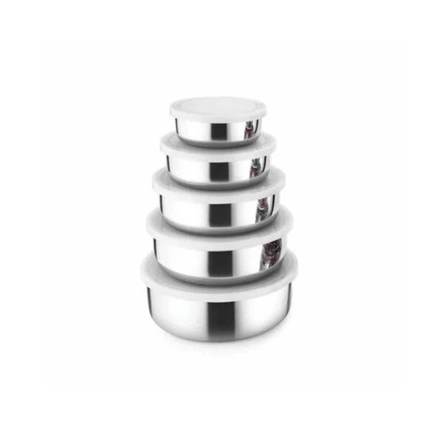 Silver Stainless Steel Storage Container Set Of 5