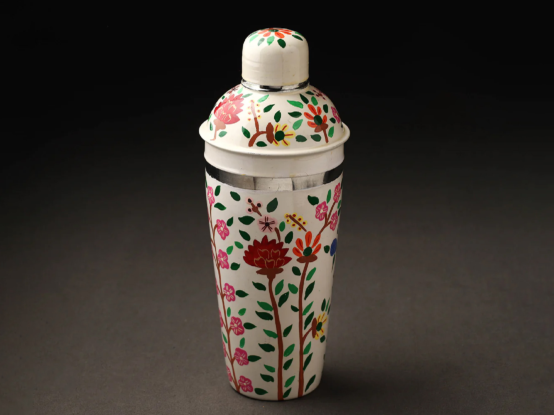 STEEL HAND PAINTED ENAMELWARE COCKTAIL SHAKER A179