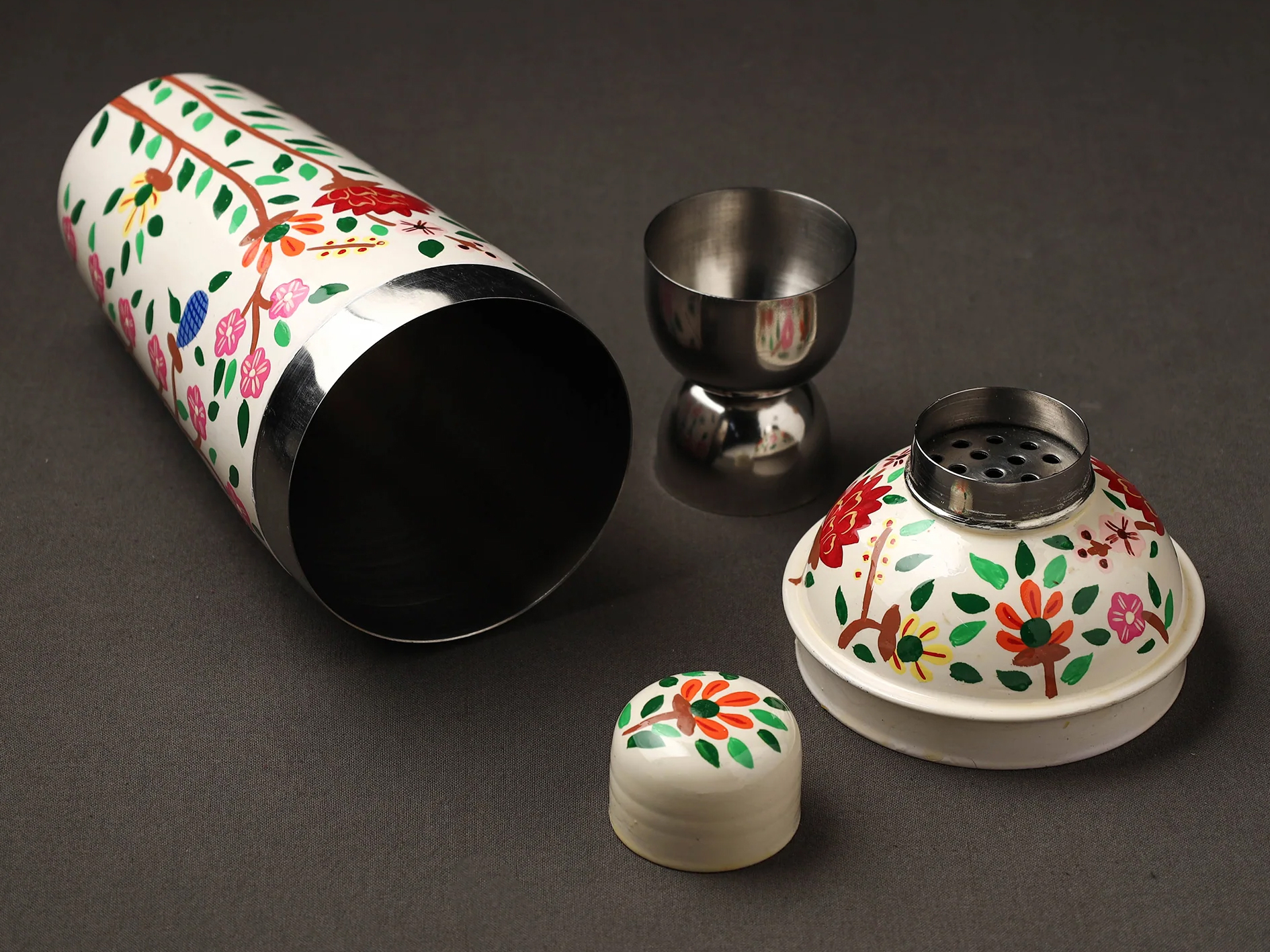 STEEL HAND PAINTED ENAMELWARE COCKTAIL SHAKER A181