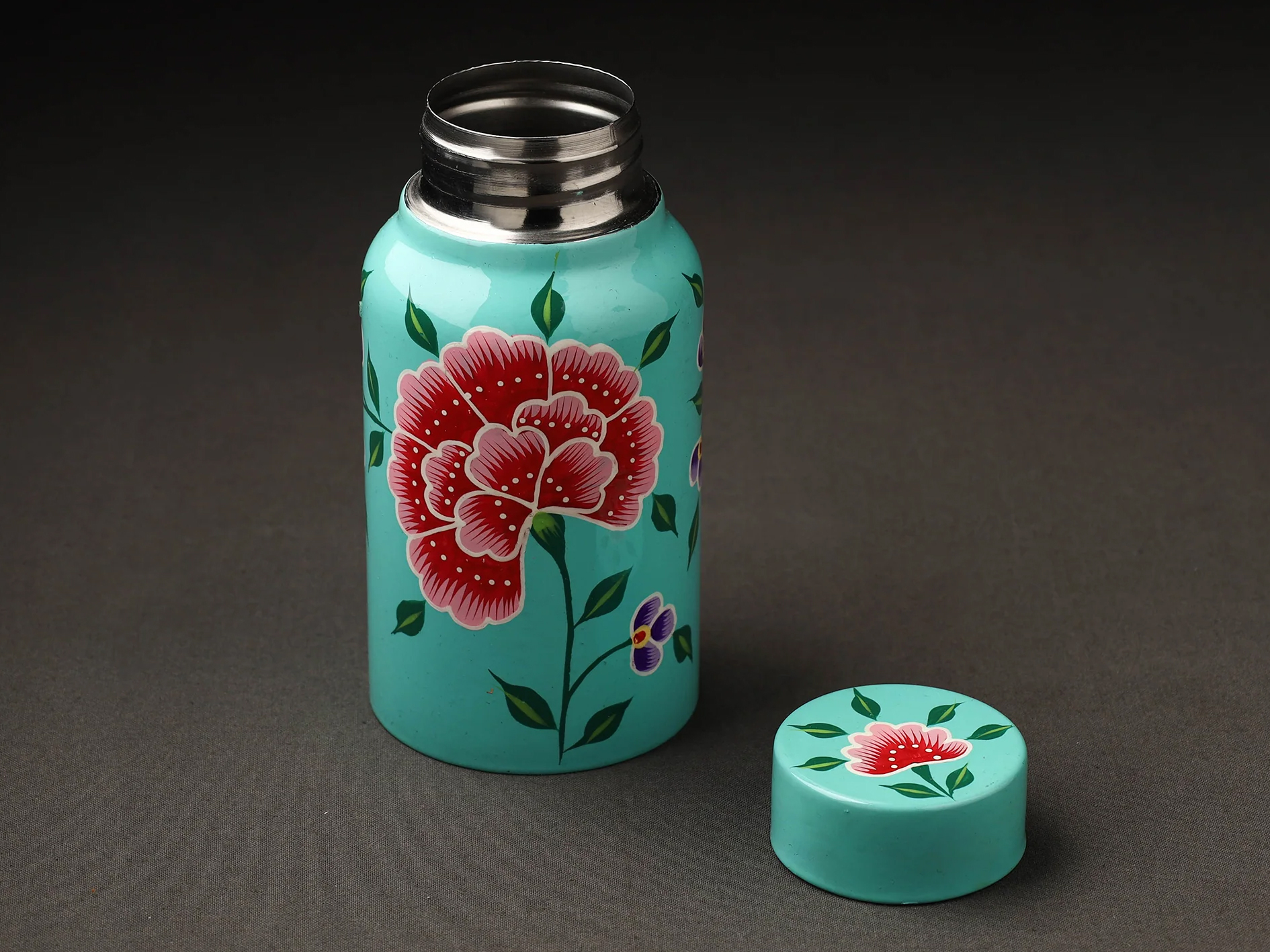 STEEL HAND PAINTED ENAMELWARE BOTTLE A186