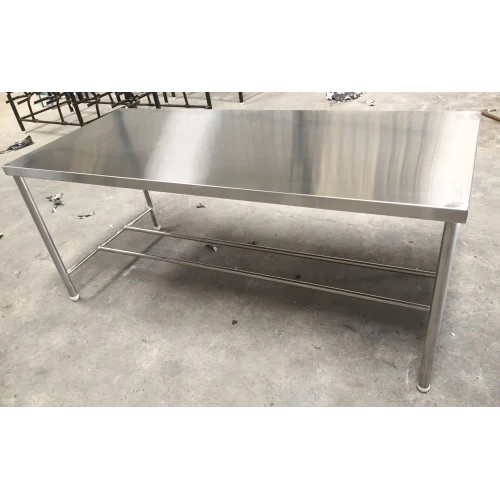 Stainless Steel Office Rectangular Table - Color: Silver