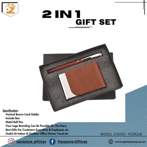 Brown Cardholder Pen 2 In 1 Gift Set PZSR116