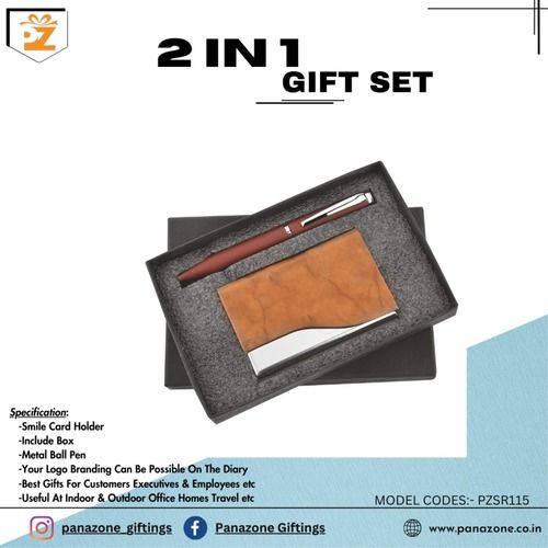 Brown Pen Cardholder 2 In 1 Gift Set Pzsr115