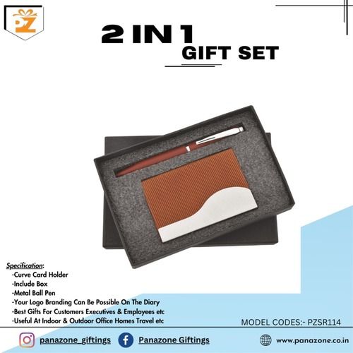 Brown Pen Visiting Cardholder 2 In 1 Gift Set PZSR114