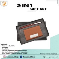 Brown Visting Cardholder Pen 2 In 1 Gift Set PZSR113