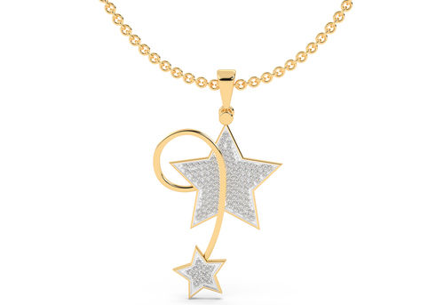 Stylish Stary Design Diamond Pendant