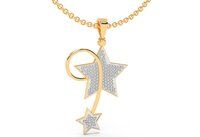 Stylish Stary Design Diamond Pendant