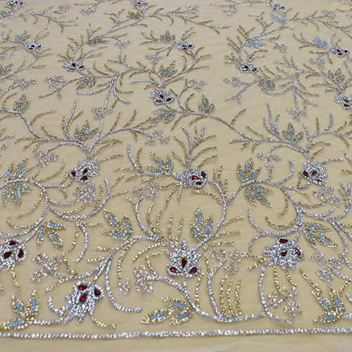 Cream Hand Bead Embroidery Lace