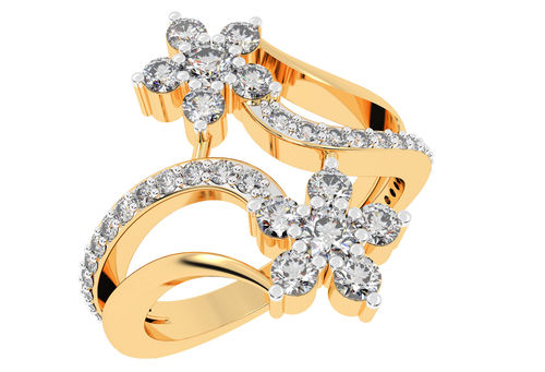 Twin Flower Designer Diamond Ring