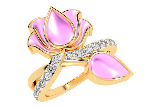 Exquisite Lotus Design Diamond Ring