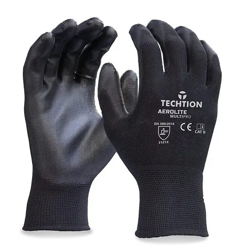 Techtion Aerolite Black Nitrile Half-Dip Safety Gloves