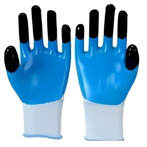 Tiger Print Blue Pu Coated Gloves