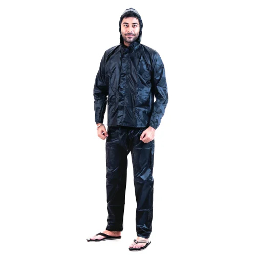 Safies Black Rainsuit (Upper-Jacket Lower-Pyjama Attached Hood-Cap)