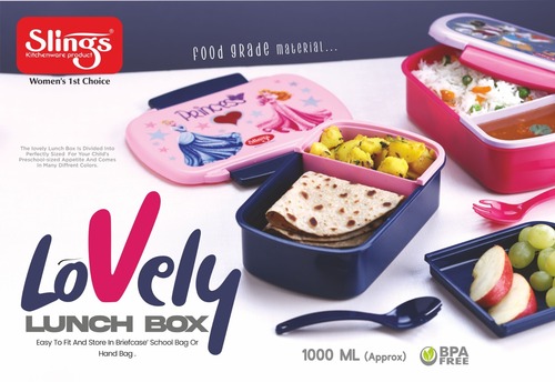 Multicolor Printed Clip-On Lid Lunch Box