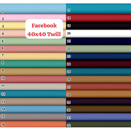 Washable 40X40 Facebook Twill Shirting Fabric