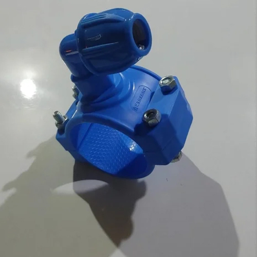 90mm Waterboss PP Saddle - Polypropylene Material, 63-200mm Outer Diameter, Blue Color, Round Shape, 1-Year Warranty